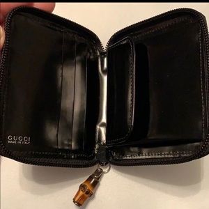 Gucci Black Nylon/ Leather Compact Wallet